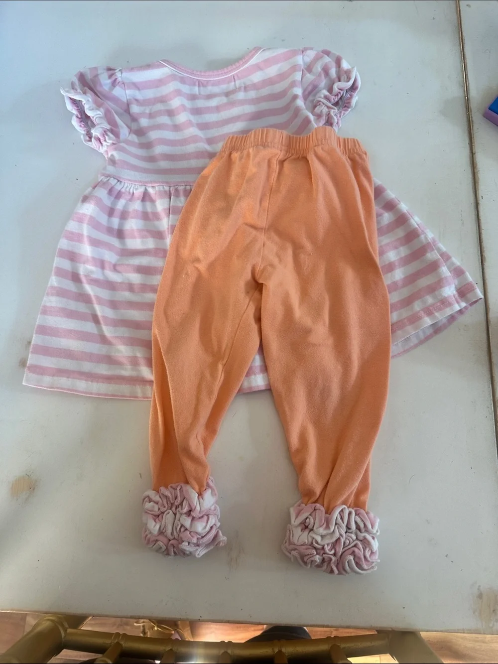 Girls Pink & Peach Pumpkin Stripe Matching Set